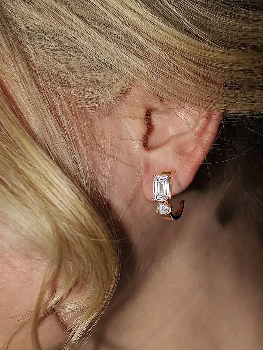 FANTASIA by DESERIO Women's Legacy Harmony 18K-Yellow-Gold Vermeil & 6.20 TCW Cubic Zirconia Hoop Earrings | Thumbnail 3 FANTASIA by DESERIO Women's Legacy Harmony 18K-Yellow-Gold Vermeil & 6.20 TCW Cubic Zirconia Hoop Earrings | Thumbnail 3