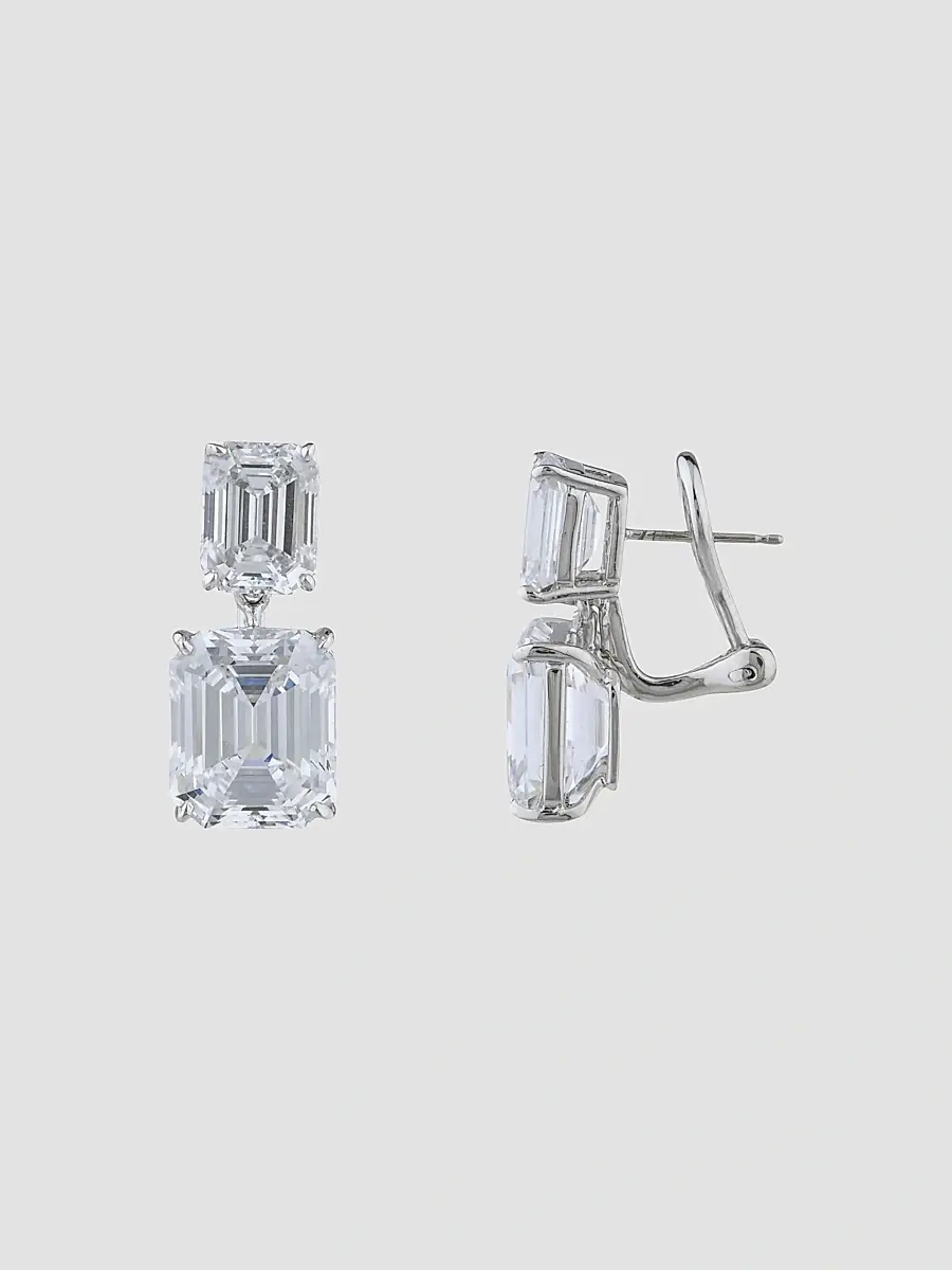 FANTASIA by DESERIO Women's Sterling Silver & 19.00 TCW Cubic Zirconia Double Drop Earrings | Thumbnail 3 FANTASIA by DESERIO Women's Sterling Silver & 19.00 TCW Cubic Zirconia Double Drop Earrings | Thumbnail 3