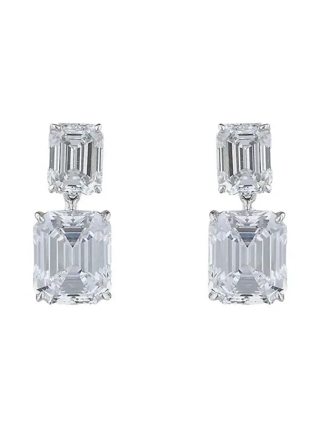 Women's Sterling Silver & 19.00 TCW Cubic Zirconia Double Drop Earrings Women's Sterling Silver & 19.00 TCW Cubic Zirconia Double Drop Earrings