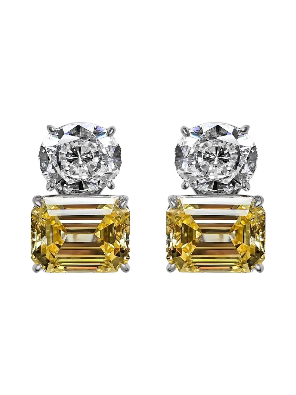 Women's Sterling Silver & 21.00 TCW Cubic Zirconia Double Stud Earrings Women's Sterling Silver & 21.00 TCW Cubic Zirconia Double Stud Earrings