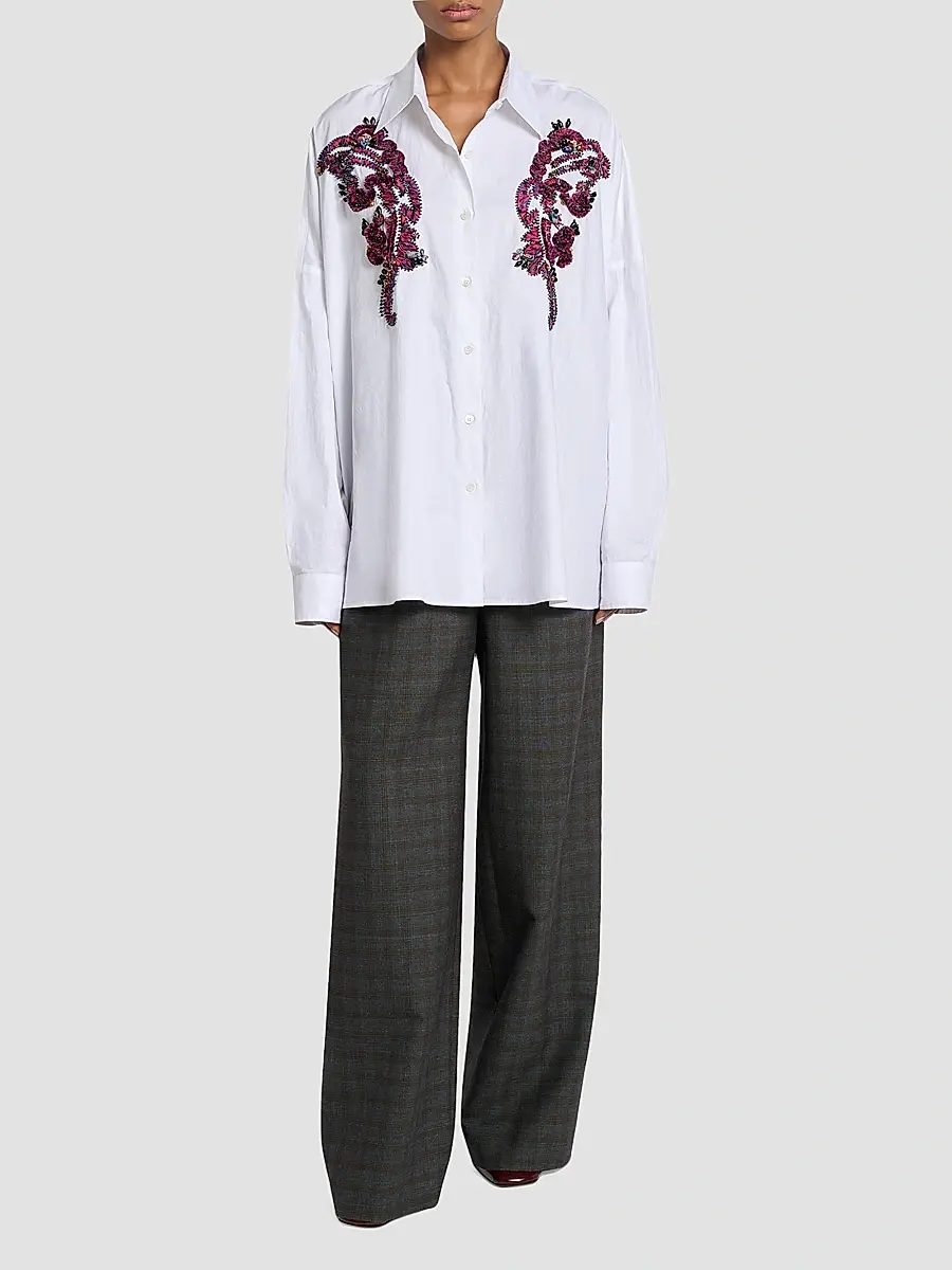 Dries Van Noten Women's Casia Embroidered Cotton Shirt | Thumbnail 2