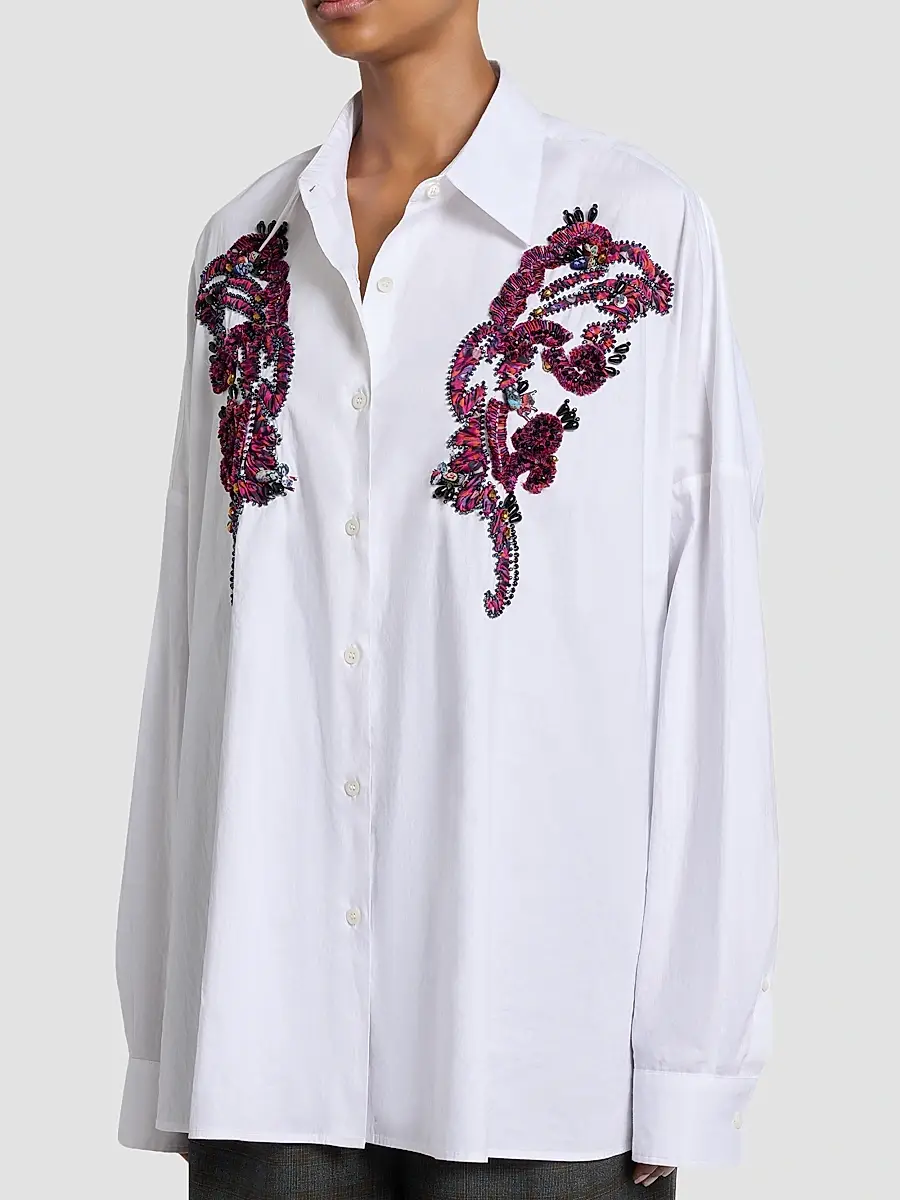 Dries Van Noten Women's Casia Embroidered Cotton Shirt | Thumbnail 4