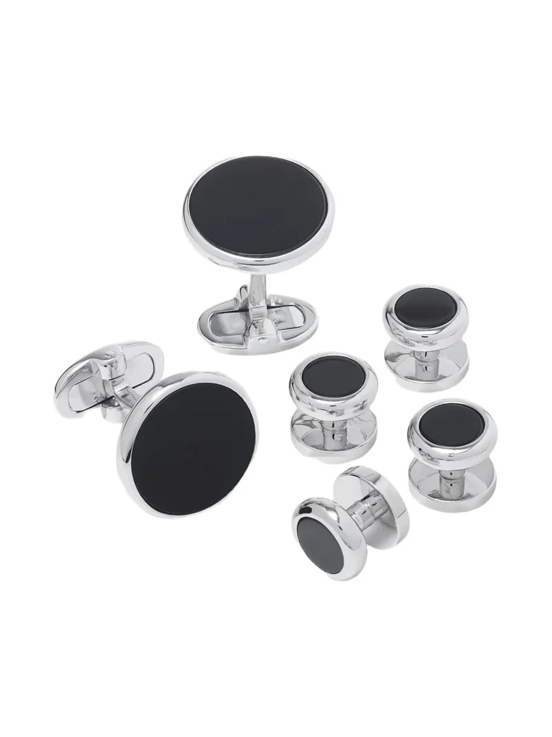 Men's Sterling Silver & Onyx Cufflinks Set