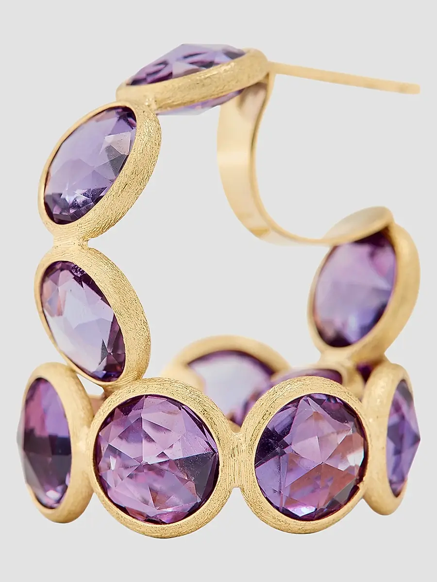 MARCO BICEGO Women's Jaipur Color 18K Yellow Gold & Amethyst Hoop Earrings | Thumbnail 3