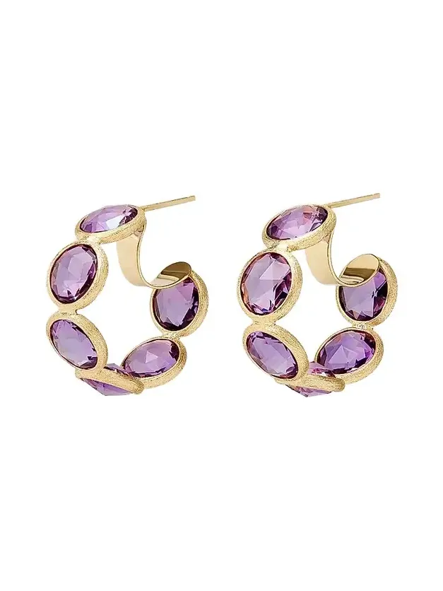 Women's Jaipur Color 18K Yellow Gold & Amethyst Hoop Earrings