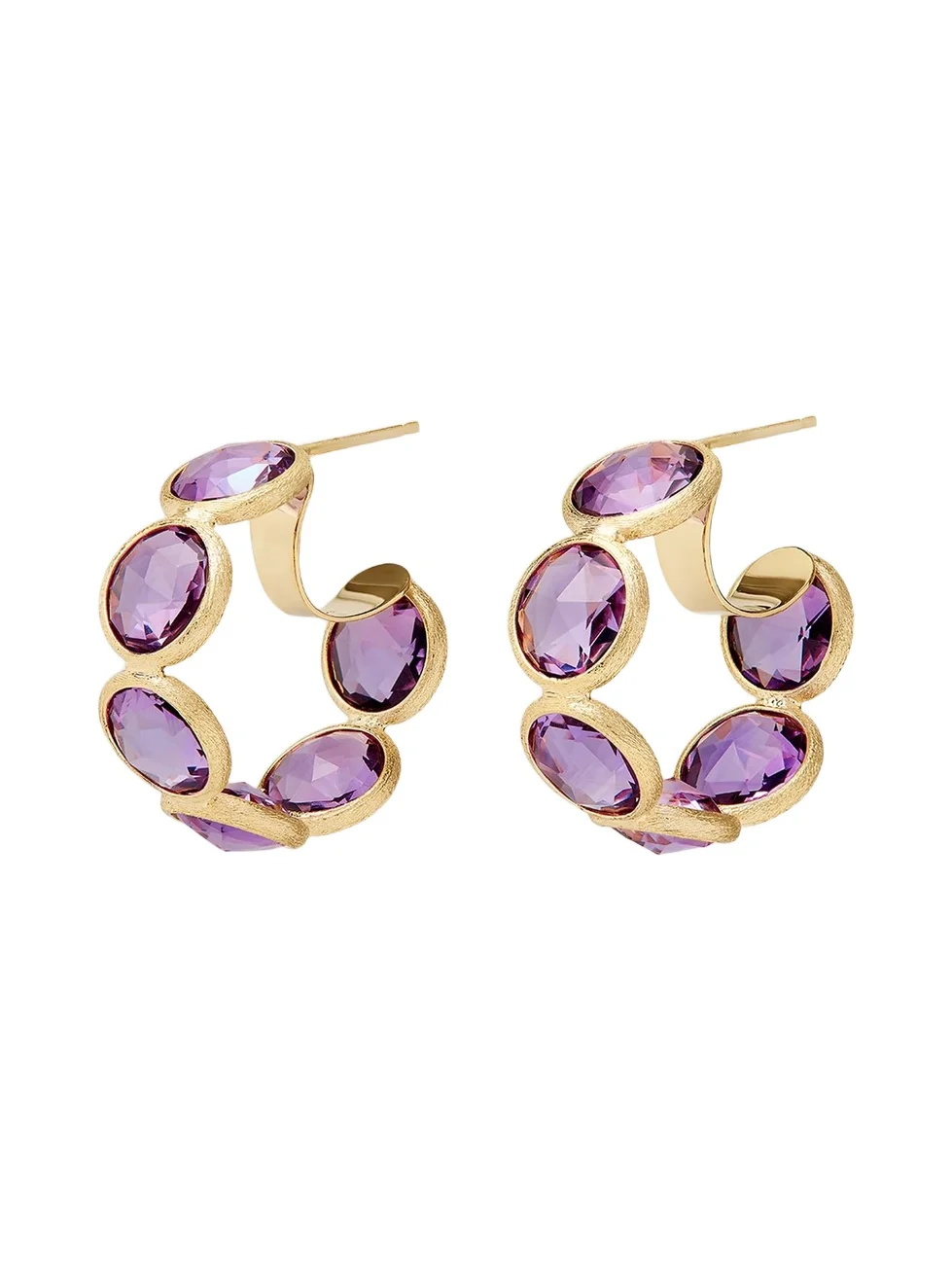 Women's Jaipur Color 18K Yellow Gold & Amethyst Hoop Earrings