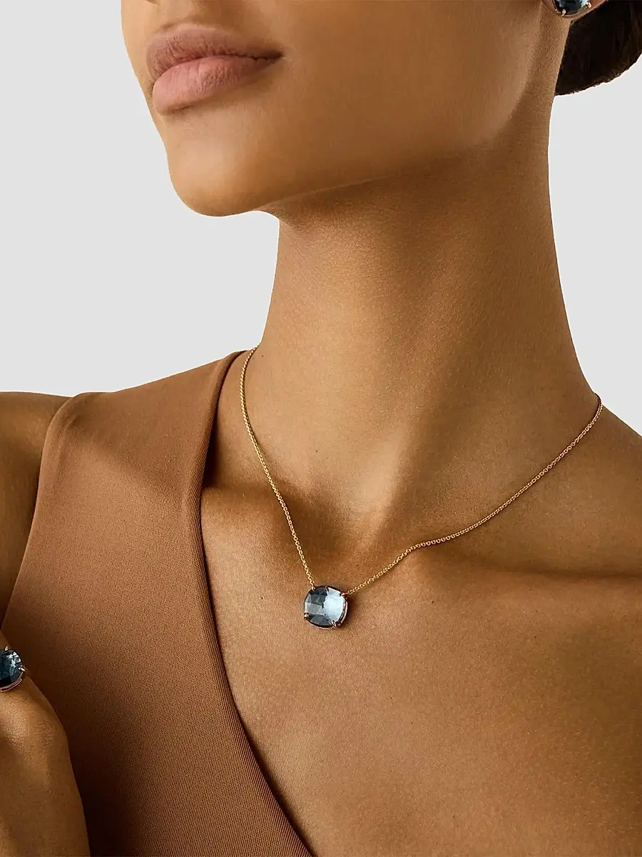 MARCO BICEGO Women's Jaipur 18K Yellow Gold & London Blue Topaz Pendant Necklace | Thumbnail 2