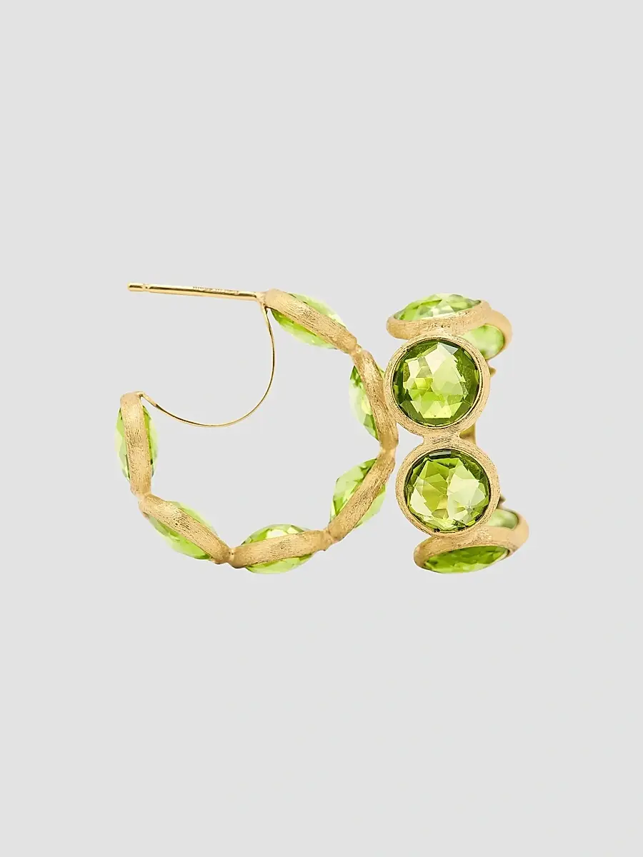 MARCO BICEGO Women's Jaipur Color 18K Yellow Gold & Peridot Hoop Earrings | Thumbnail 3