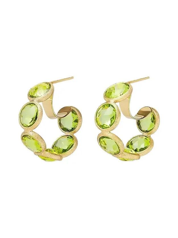 Women's Jaipur Color 18K Yellow Gold & Peridot Hoop Earrings