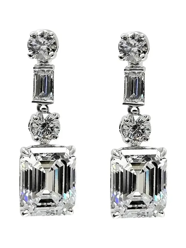 Women's Sterling Silver & 13.60 TCW Cubic Zirconia Drop Earrings Women's Sterling Silver & 13.60 TCW Cubic Zirconia Drop Earrings