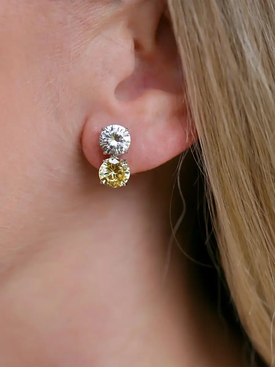 FANTASIA by DESERIO Women's Sterling Silver & 8.00 TCW Cubic Zirconia Double Stud Earrings | Thumbnail 2 FANTASIA by DESERIO Women's Sterling Silver & 8.00 TCW Cubic Zirconia Double Stud Earrings | Thumbnail 2