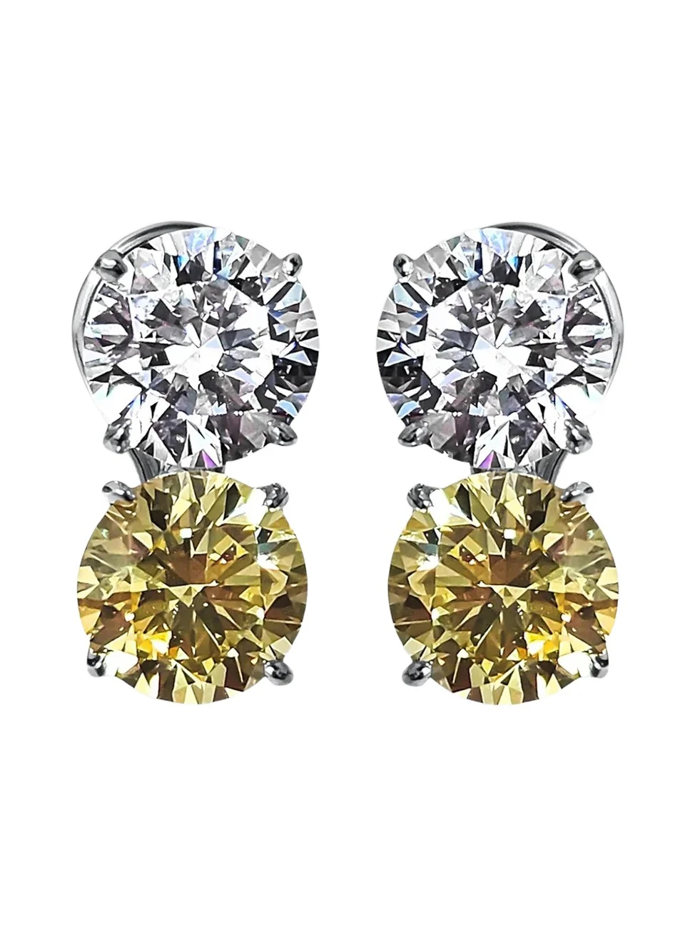 Women's Sterling Silver & 8.00 TCW Cubic Zirconia Double Stud Earrings Women's Sterling Silver & 8.00 TCW Cubic Zirconia Double Stud Earrings