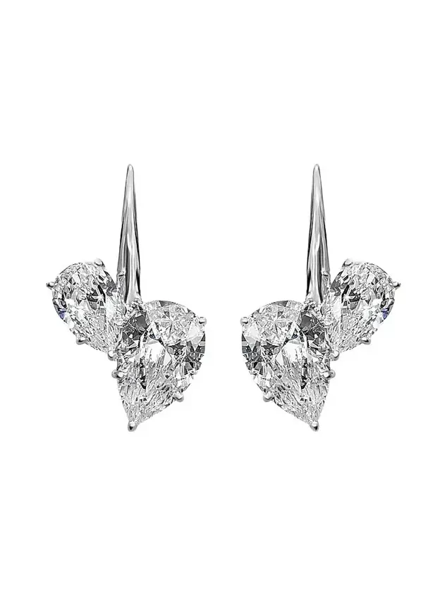 Women's Cherry Sterling Silver & 13.60 TCW Cubic Zirconia Drop Earrings Women's Cherry Sterling Silver & 13.60 TCW Cubic Zirconia Drop Earrings