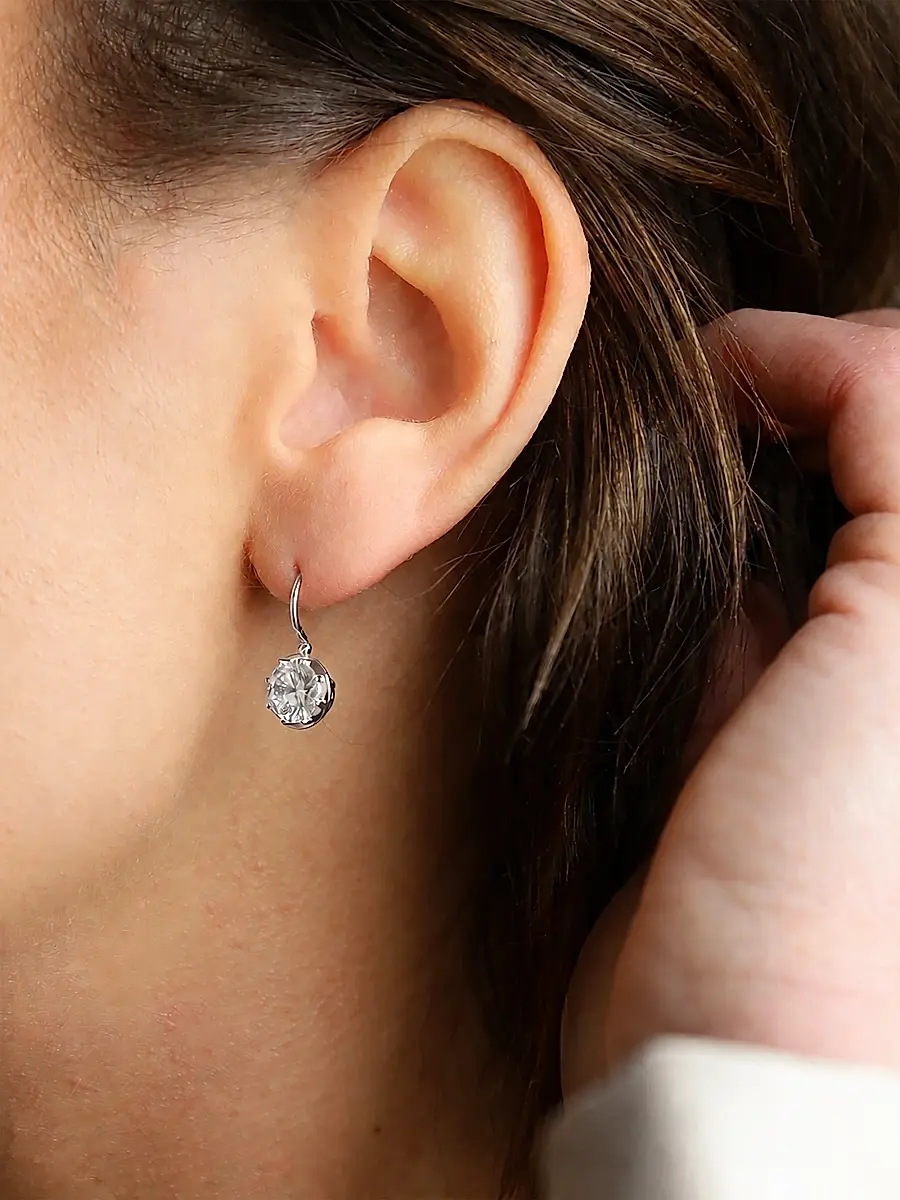 FANTASIA by DESERIO Women's Sterling Silver & 1.00 TCW Cubic Zirconia Drop Earrings | Thumbnail 2