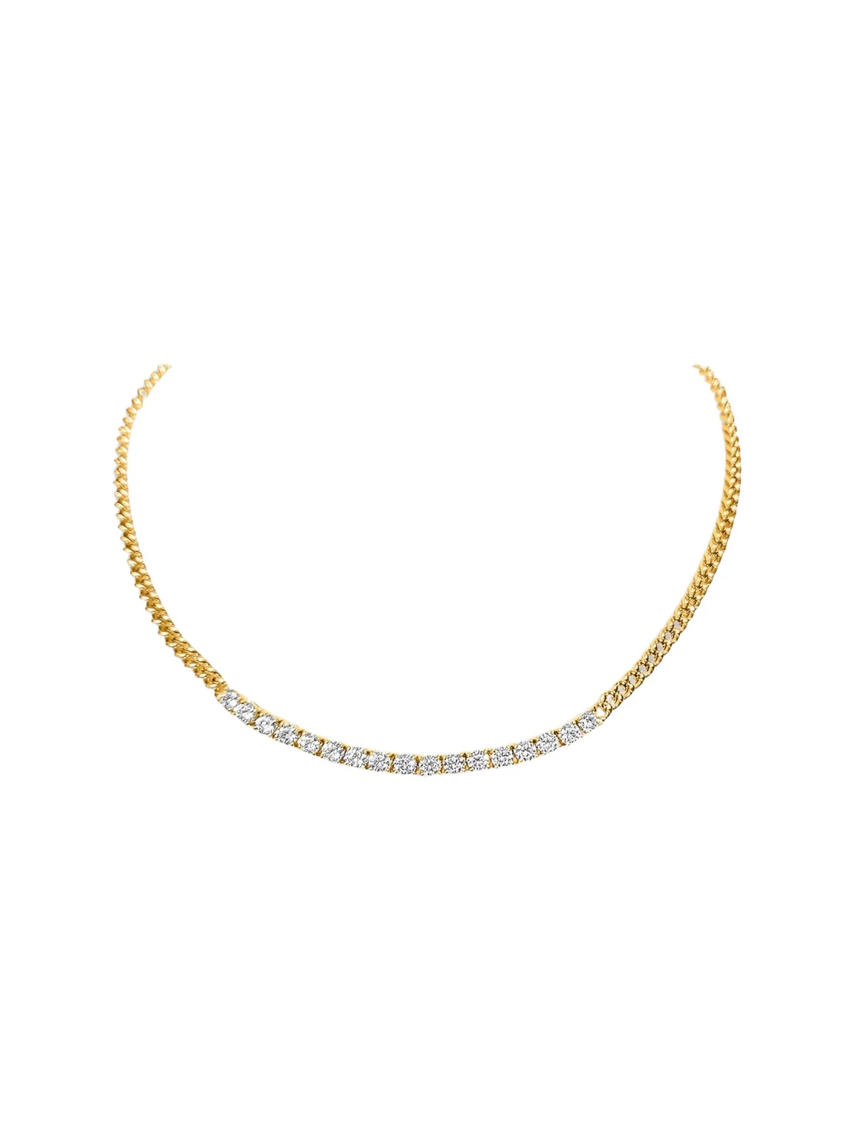 FANTASIA by DESERIO Women's Legacy Monaco 18K-Yellow-Gold Vermeil & 2.72 TCW Cubic Zirconia Half Tennis Necklace