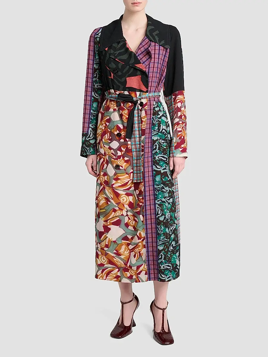 Dries Van Noten Women's Rolana Printed Long Trench Coat | Thumbnail 2 Dries Van Noten Women's Rolana Printed Long Trench Coat | Thumbnail 2