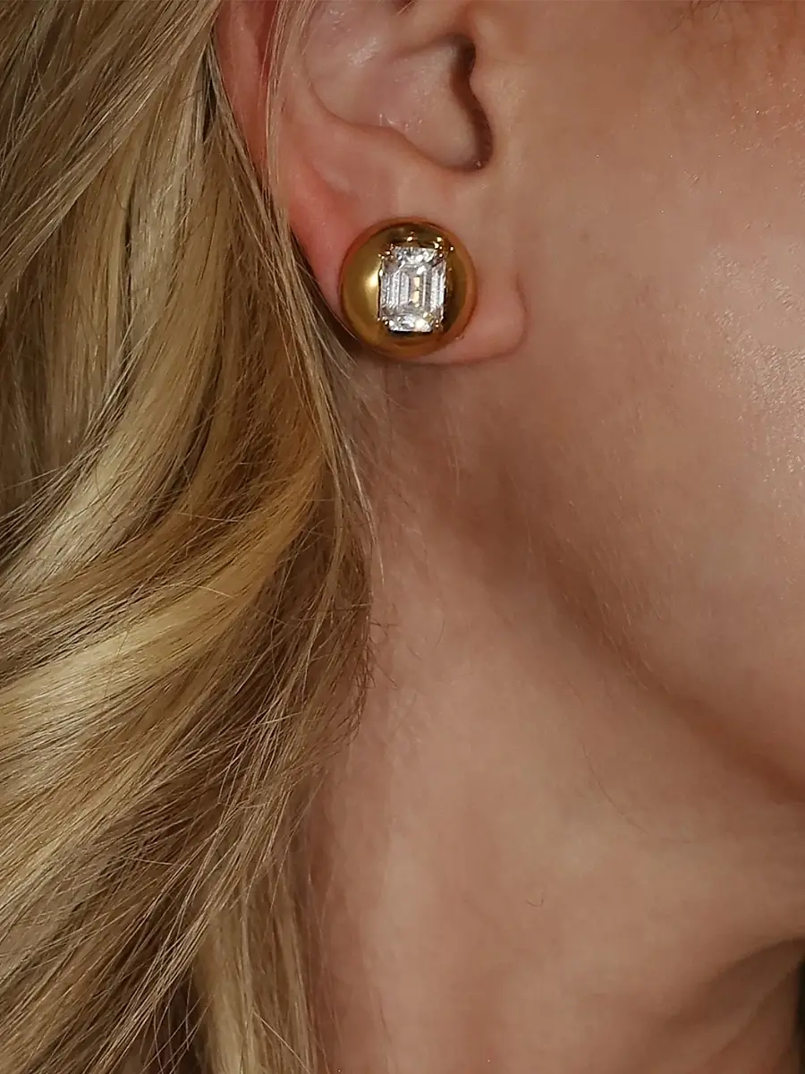 FANTASIA by DESERIO Women's Legacy Meridian 18K-Yellow-Gold Vermeil & 4.50 TCW Cubic Zirconia Disc Stud Earrings | Thumbnail 2 FANTASIA by DESERIO Women's Legacy Meridian 18K-Yellow-Gold Vermeil & 4.50 TCW Cubic Zirconia Disc Stud Earrings | Thumbnail 2