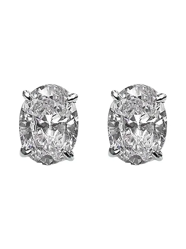 Women's Sterling Silver & 4.00 TCW Oval Cubic Zirconia Stud Earrings Women's Sterling Silver & 4.00 TCW Oval Cubic Zirconia Stud Earrings