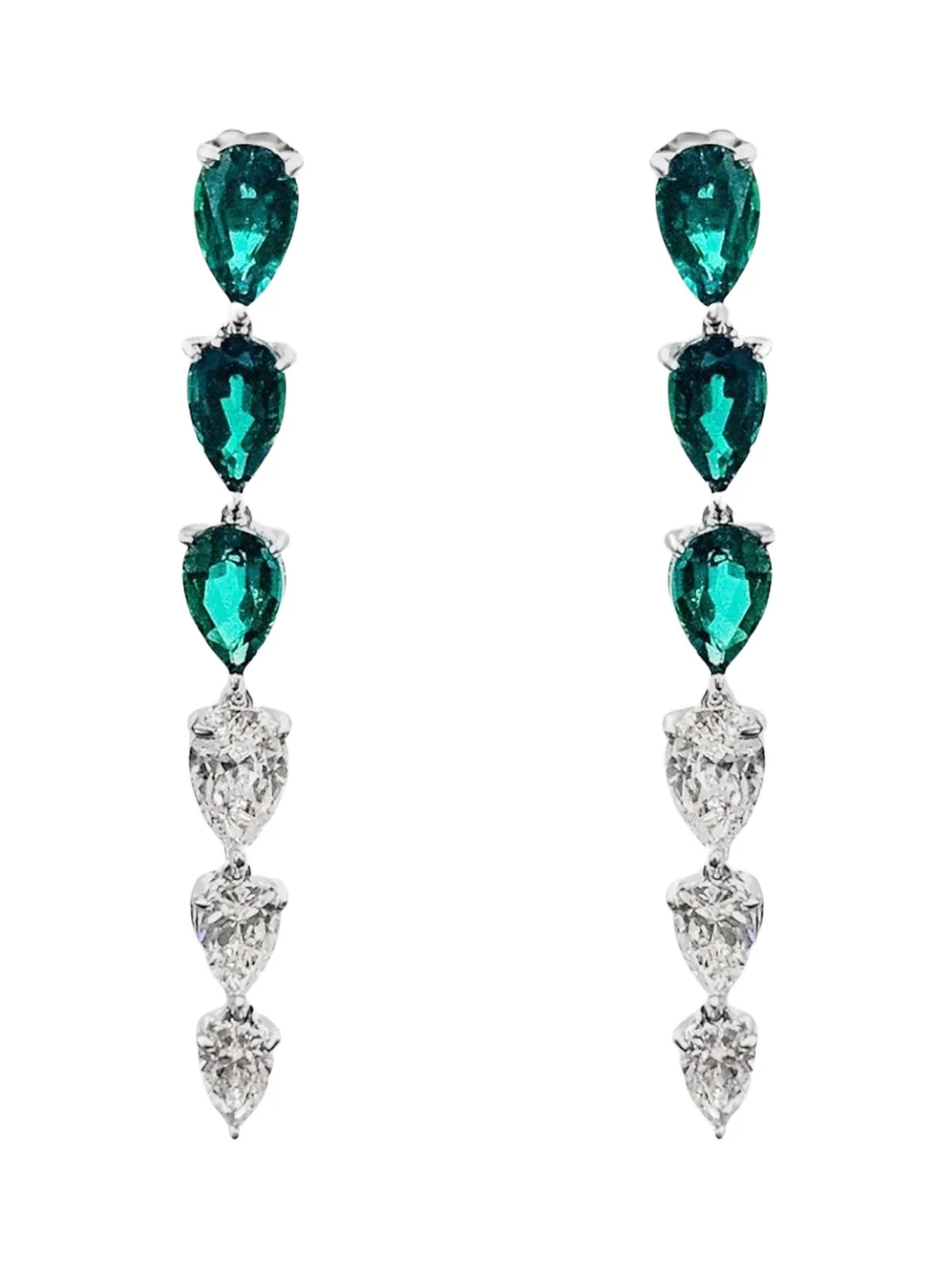 Women's Sterling Silver, 2.00 TCW Lab-Grown Emerald & 1.50 TCW Cubic Zirconia Drop Earrings Women's Sterling Silver, 2.00 TCW Lab-Grown Emerald & 1.50 TCW Cubic Zirconia Drop Earrings