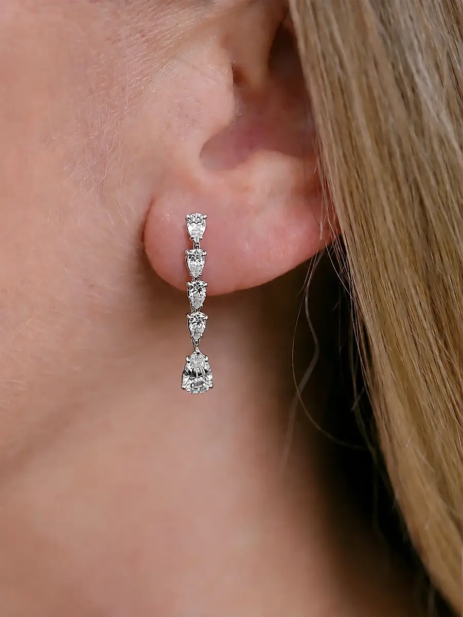 FANTASIA by DESERIO Women's Celeste Sterling Silver & 3.00 TCW Cubic Zirconia Drop Earrings | Thumbnail 2
