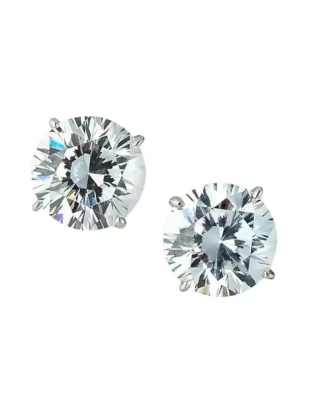 Women's Sterling Silver & 3.50 TCW Round Cubic Zirconia Stud Earrings Women's Sterling Silver & 3.50 TCW Round Cubic Zirconia Stud Earrings