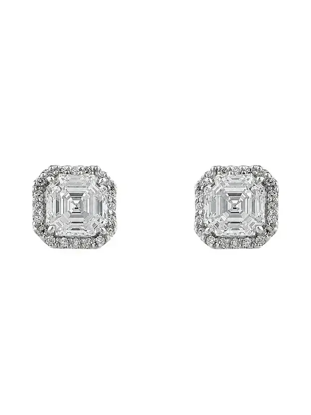 Women's Sterling Silver & 3.85 TCW Cubic Zirconia Halo Stud Earrings Women's Sterling Silver & 3.85 TCW Cubic Zirconia Halo Stud Earrings