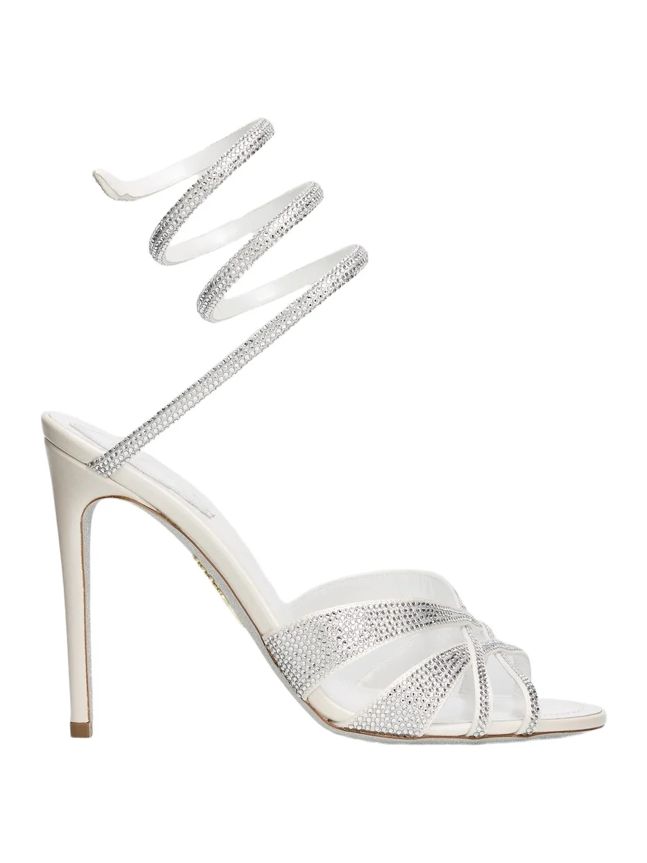 René Caovilla Women's Dania 105MM Crystal Satin Sandals