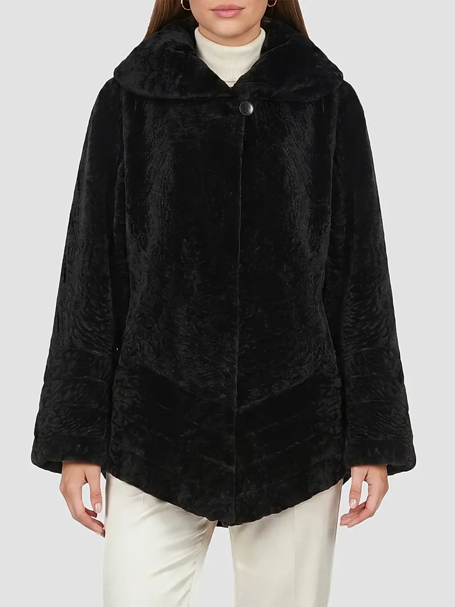 Gorski Women's Reversible Textured Shearling Lamb Jacket | Thumbnail 3 Gorski Women's Reversible Textured Shearling Lamb Jacket | Thumbnail 3
