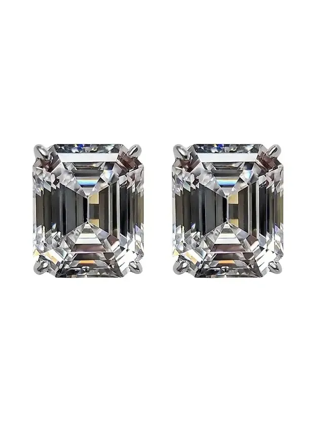 Women's Sterling Silver & 14.00 TCW Emerald-Cut Cubic Zirconia Stud Earrings Women's Sterling Silver & 14.00 TCW Emerald-Cut Cubic Zirconia Stud Earrings