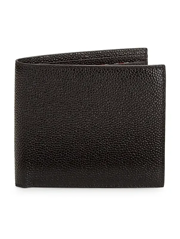 Thom Browne Men's Pebble-Grain Leather Bi-Fold Wallet