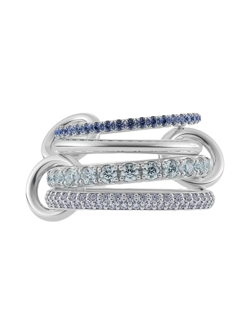 Women's Iris Sapphire Aquamarine & Tanzanite Ring - Silver