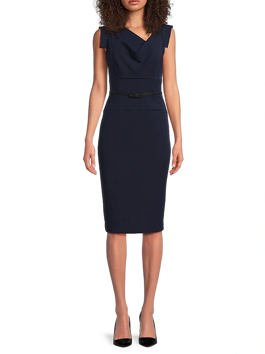 BLACK HALO Women's Jackie Belted Sheath Dress | Thumbnail 3