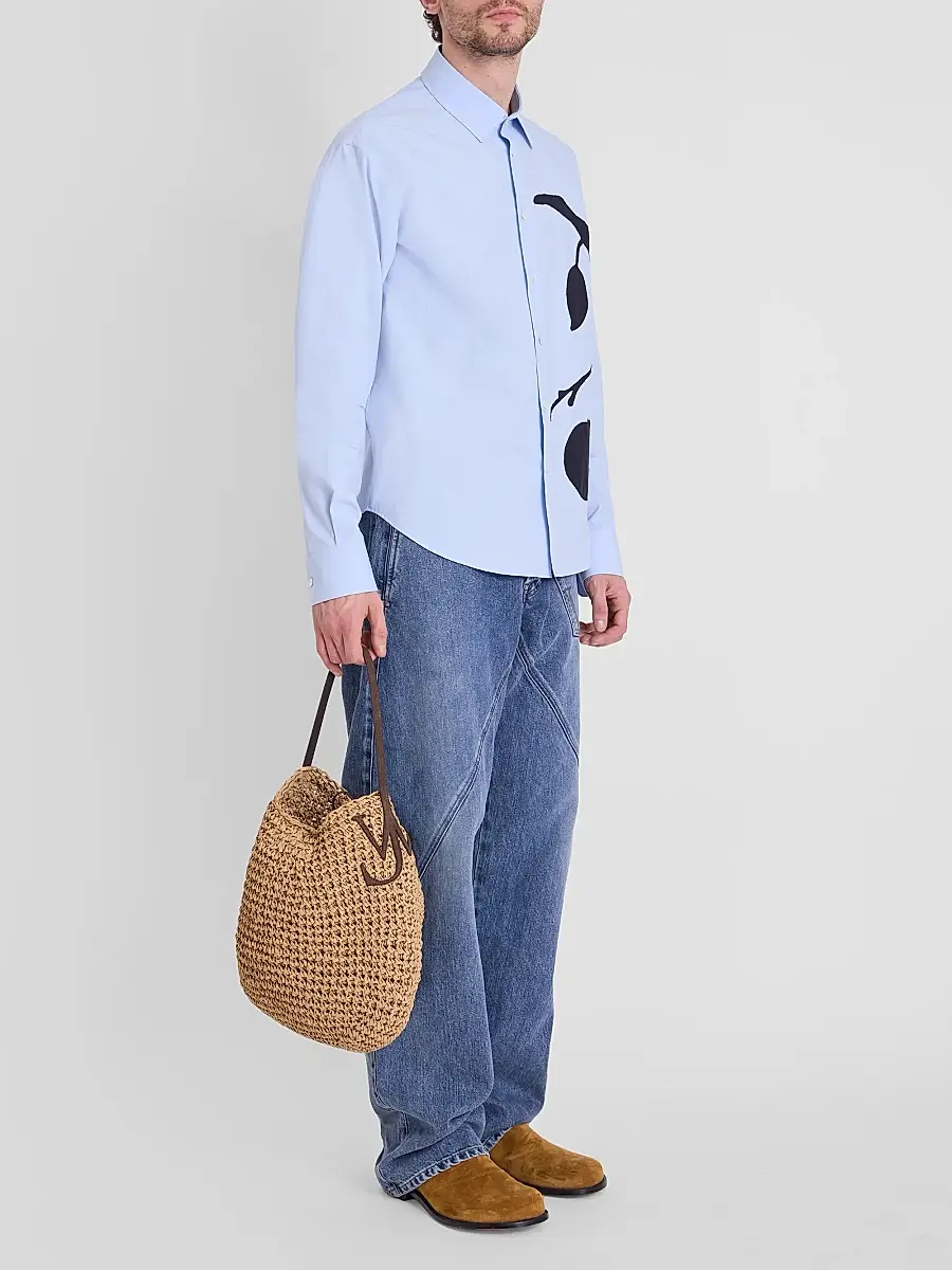JW Anderson Men's Persimmon Appliqué Cotton Shirt | Thumbnail 2 JW Anderson Men's Persimmon Appliqué Cotton Shirt | Thumbnail 2