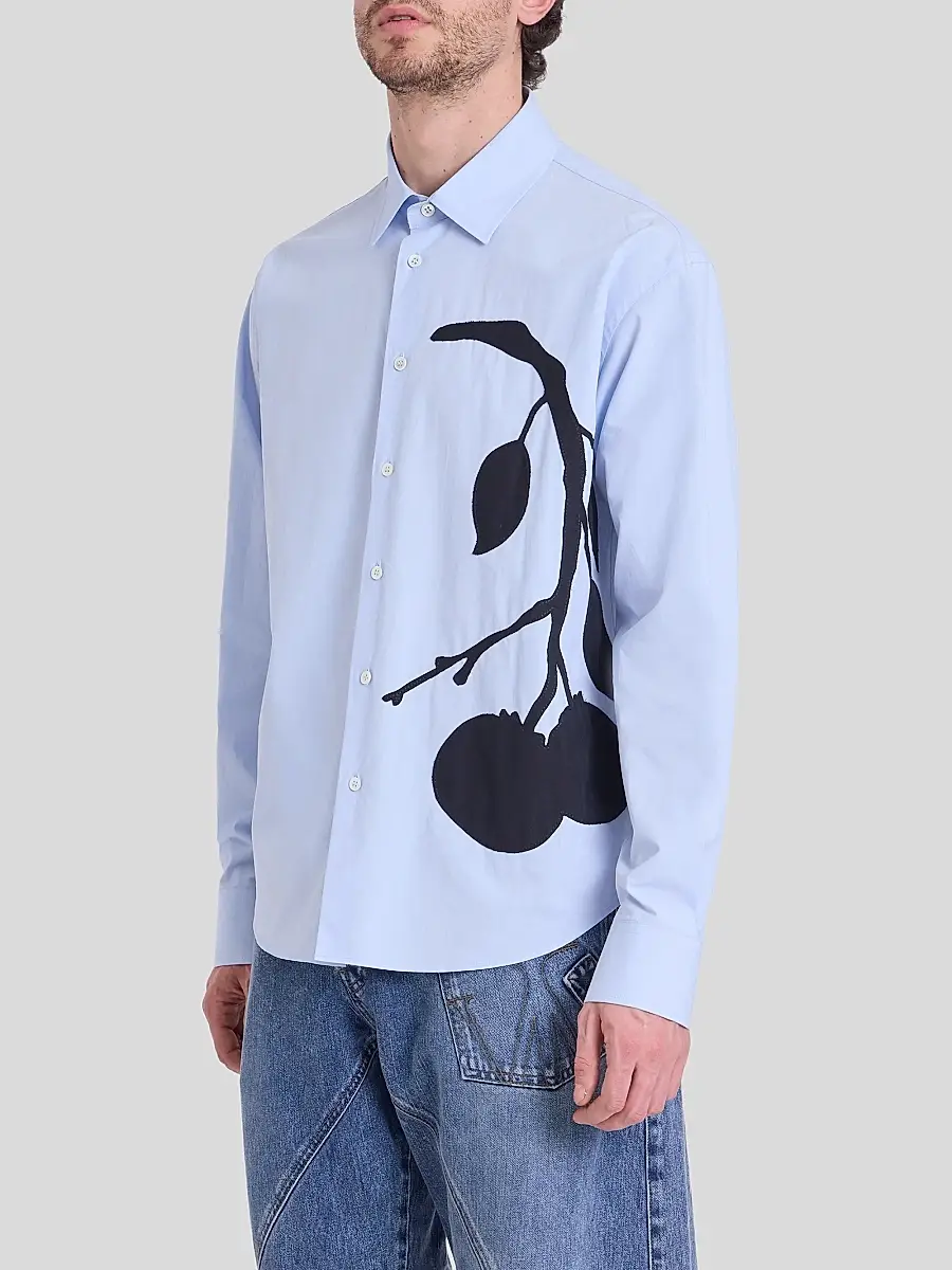 JW Anderson Men's Persimmon Appliqué Cotton Shirt | Thumbnail 4 JW Anderson Men's Persimmon Appliqué Cotton Shirt | Thumbnail 4