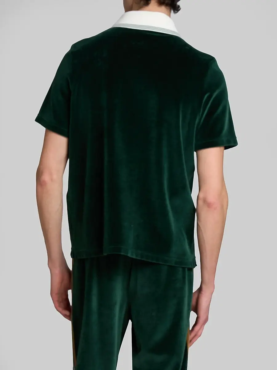 Casablanca Men's Velour Striped Polo Shirt | Thumbnail 3