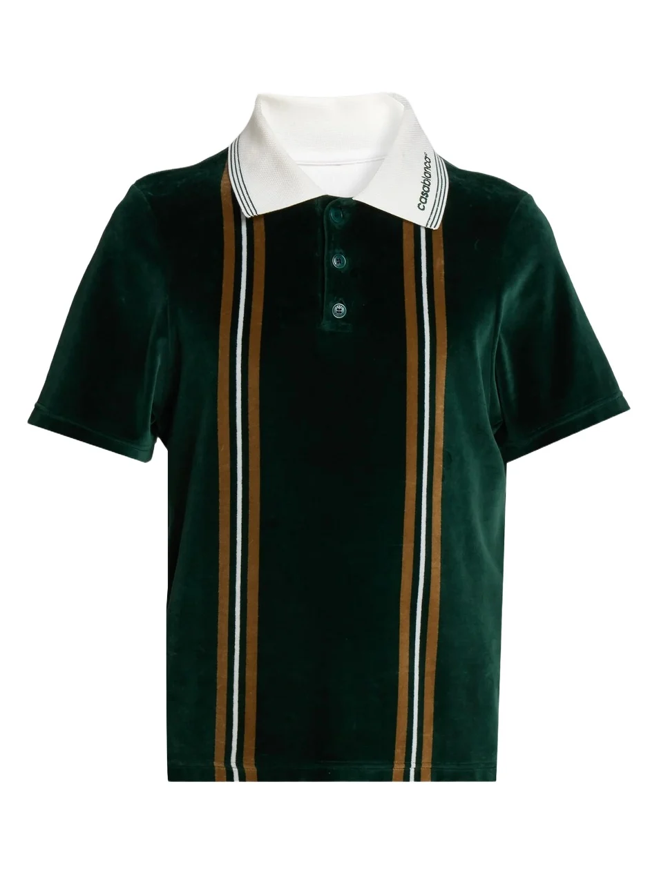 Casablanca Men's Velour Striped Polo Shirt