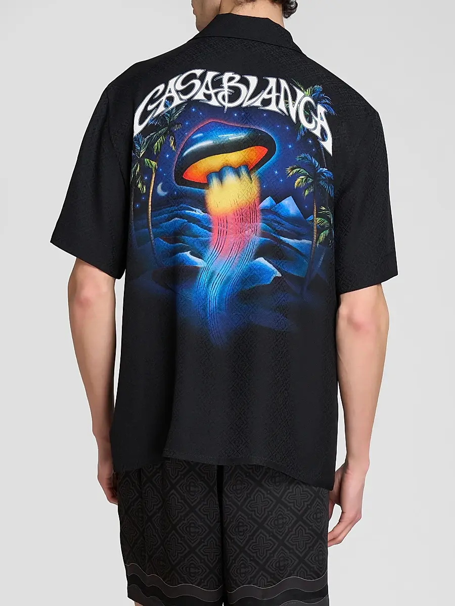 Casablanca Men's Silk Short-Sleeve Camp Shirt | Thumbnail 3 Casablanca Men's Silk Short-Sleeve Camp Shirt | Thumbnail 3