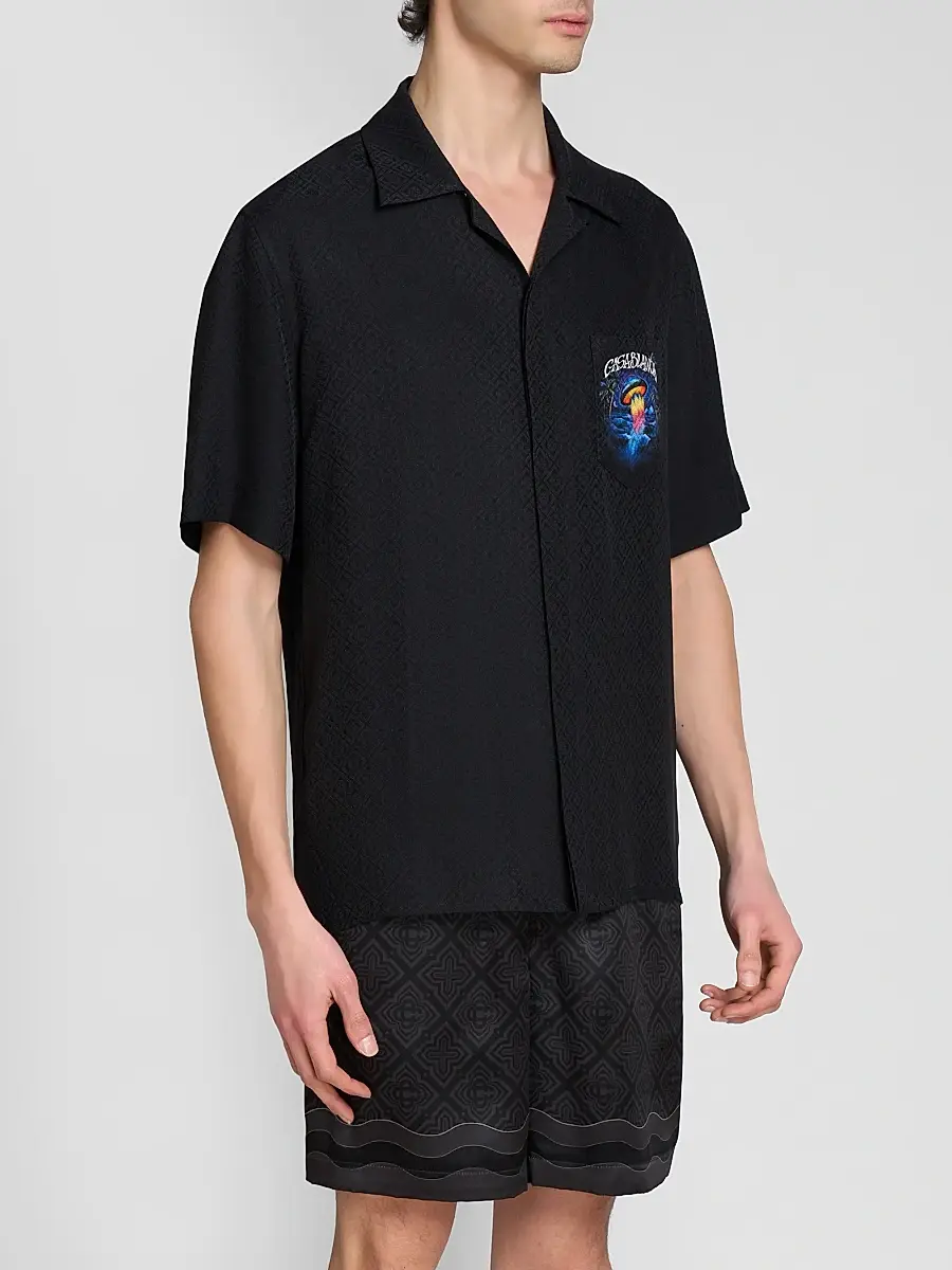 Casablanca Men's Silk Short-Sleeve Camp Shirt | Thumbnail 4 Casablanca Men's Silk Short-Sleeve Camp Shirt | Thumbnail 4