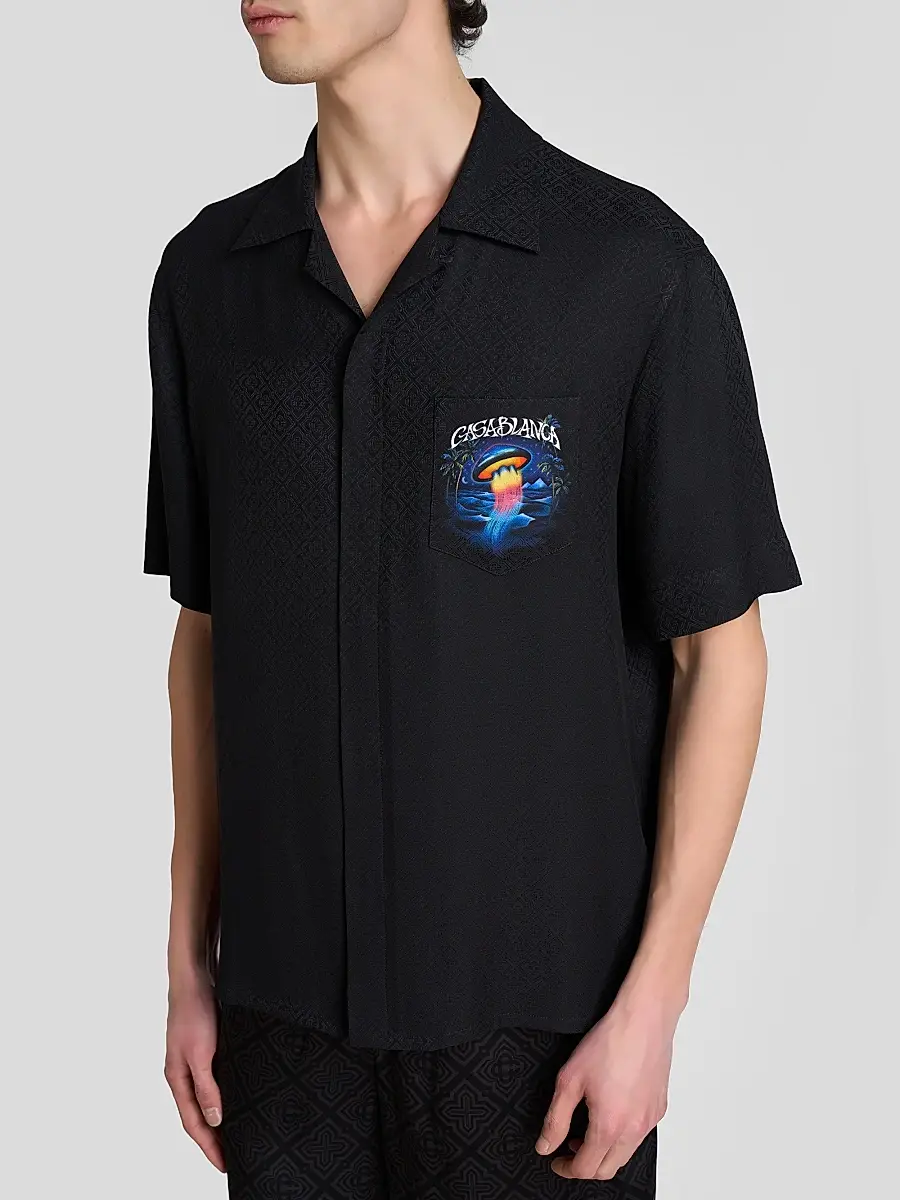 Casablanca Men's Silk Short-Sleeve Camp Shirt | Thumbnail 5 Casablanca Men's Silk Short-Sleeve Camp Shirt | Thumbnail 5
