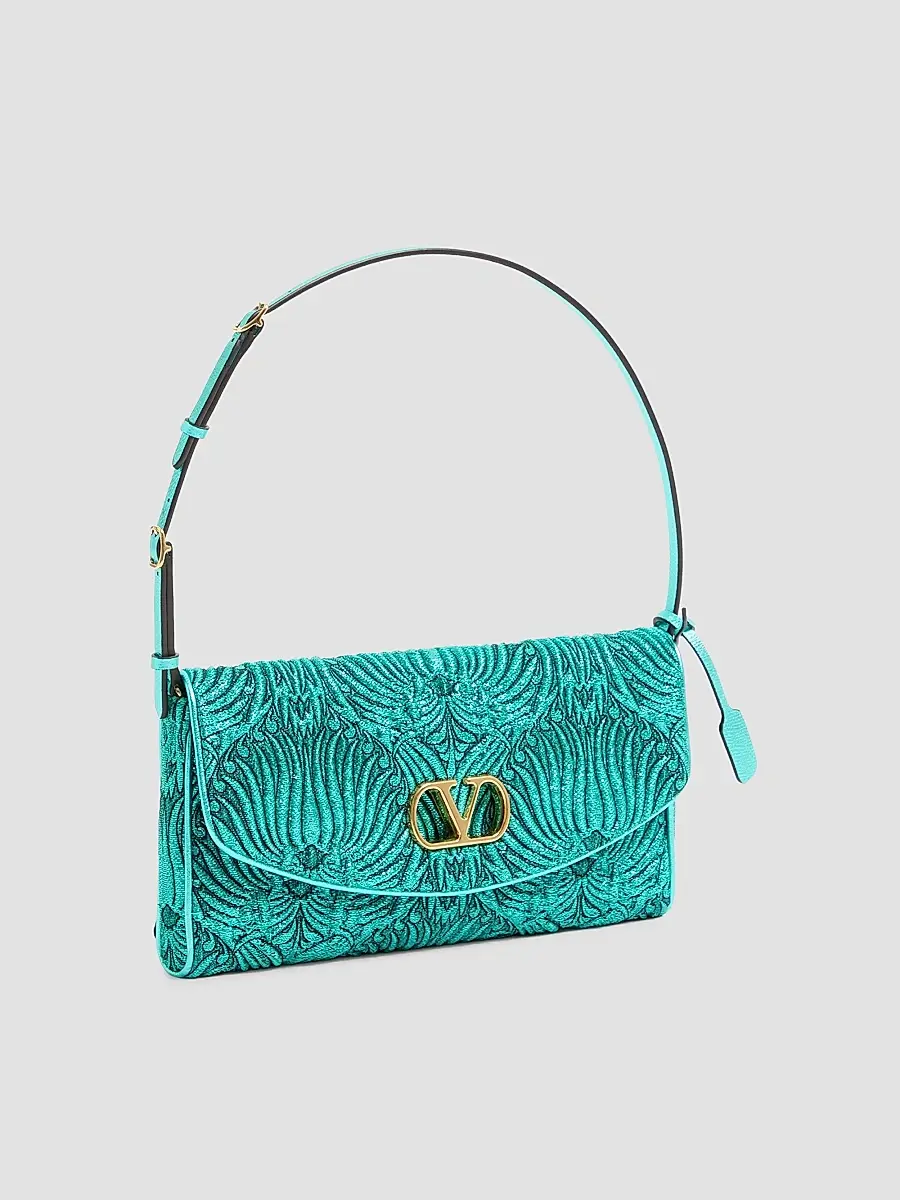 Valentino Women's DeVain Small Shoulder Bag in Jacquard Cloqué Lurex Fabric | Thumbnail 3