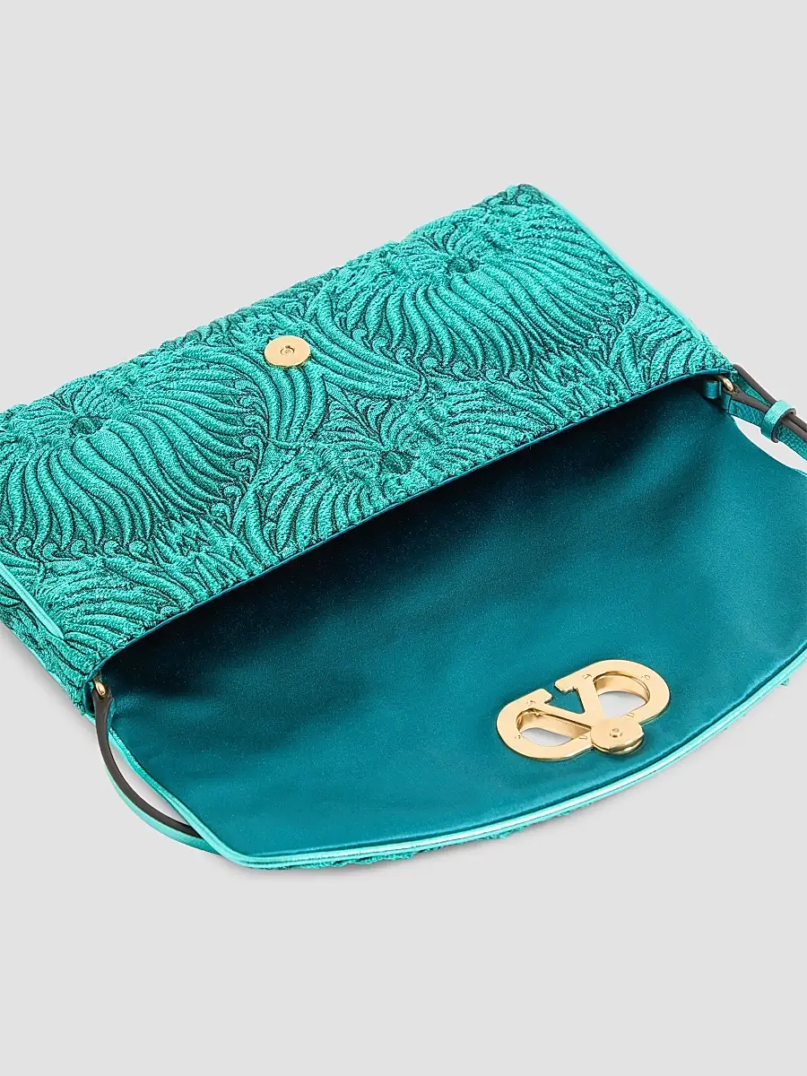 Valentino Women's DeVain Small Shoulder Bag in Jacquard Cloqué Lurex Fabric | Thumbnail 5