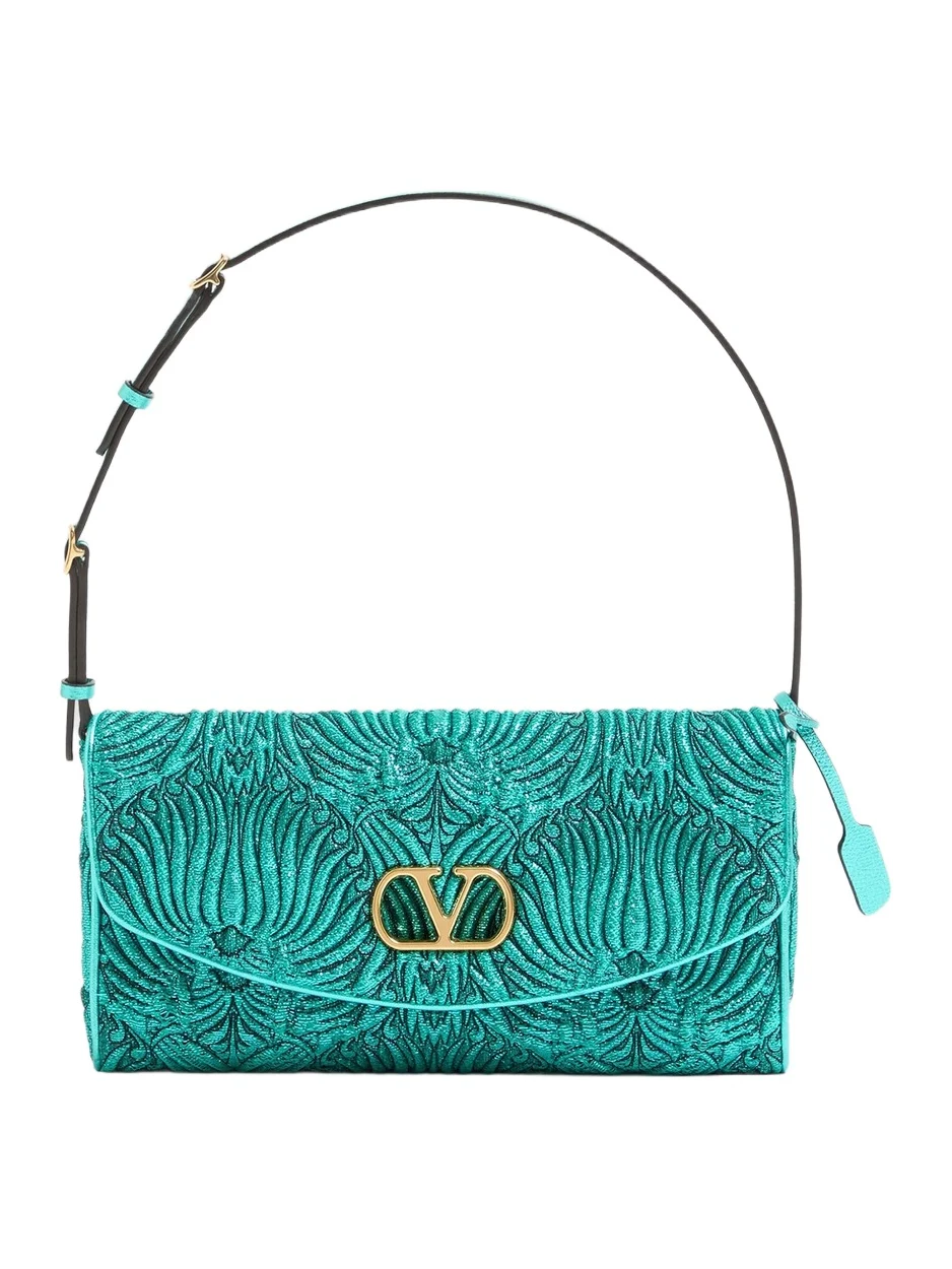 Valentino Women's DeVain Small Shoulder Bag in Jacquard Cloqué Lurex Fabric
