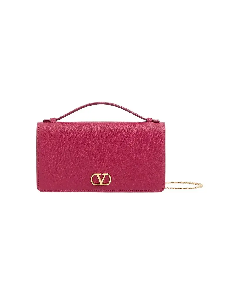 Women's VLogo Signature Grainy Calfskin Wallet with Chain - Insolent