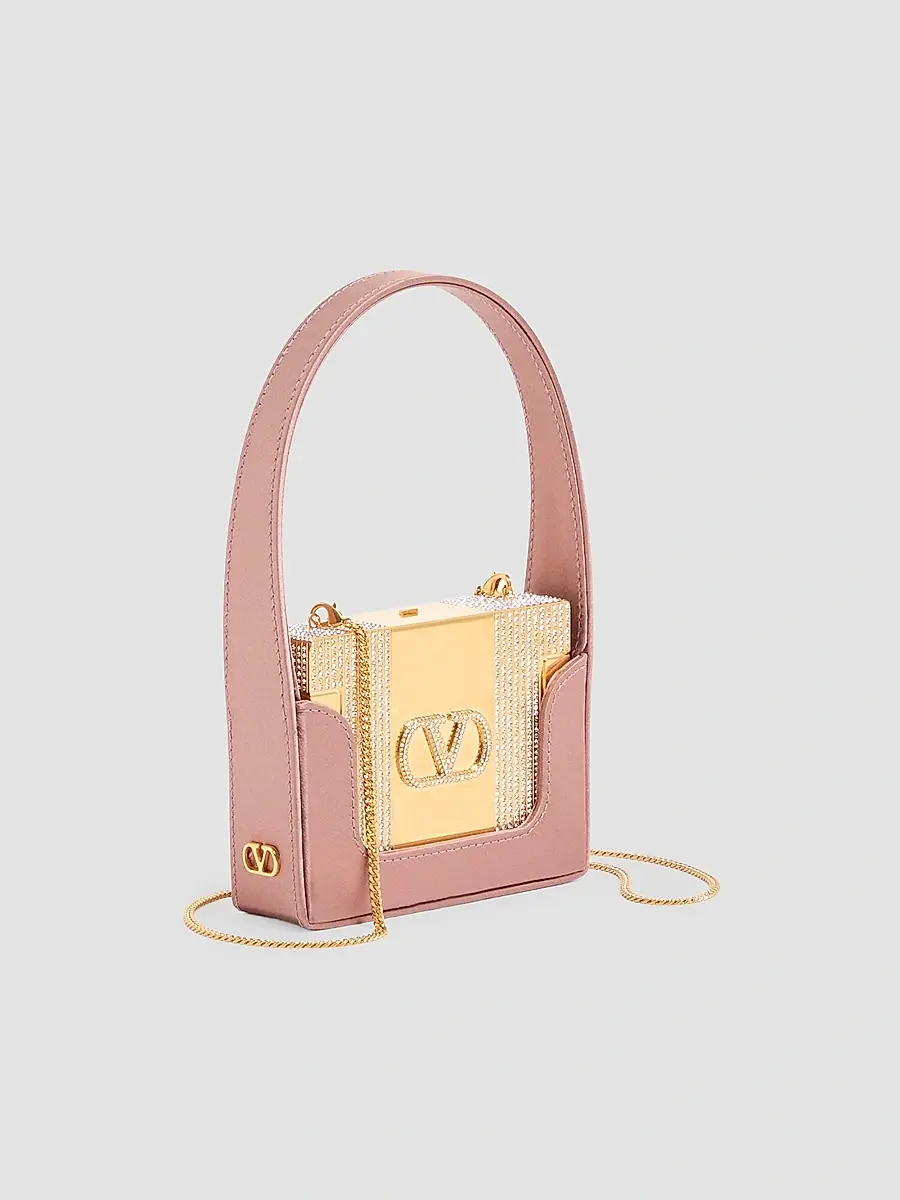 Valentino Women's Minaumorphe Minaudière Clutch in Metal with Swarovski Crystals - Brass Pink | Thumbnail 3 Valentino Women's Minaumorphe Minaudière Clutch in Metal with Swarovski Crystals - Brass Pink | Thumbnail 3