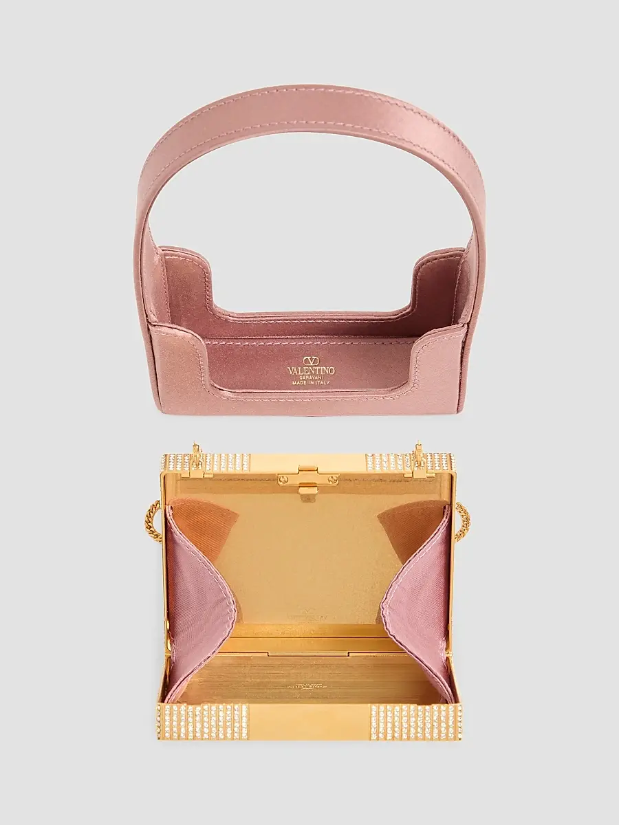 Valentino Women's Minaumorphe Minaudière Clutch in Metal with Swarovski Crystals - Brass Pink | Thumbnail 5 Valentino Women's Minaumorphe Minaudière Clutch in Metal with Swarovski Crystals - Brass Pink | Thumbnail 5