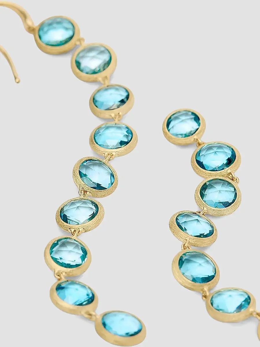 MARCO BICEGO Women's Jaipur Color 18K Yellow Gold, 0.03 TCW Diamond & Blue Topaz Drop Earrings | Thumbnail 3