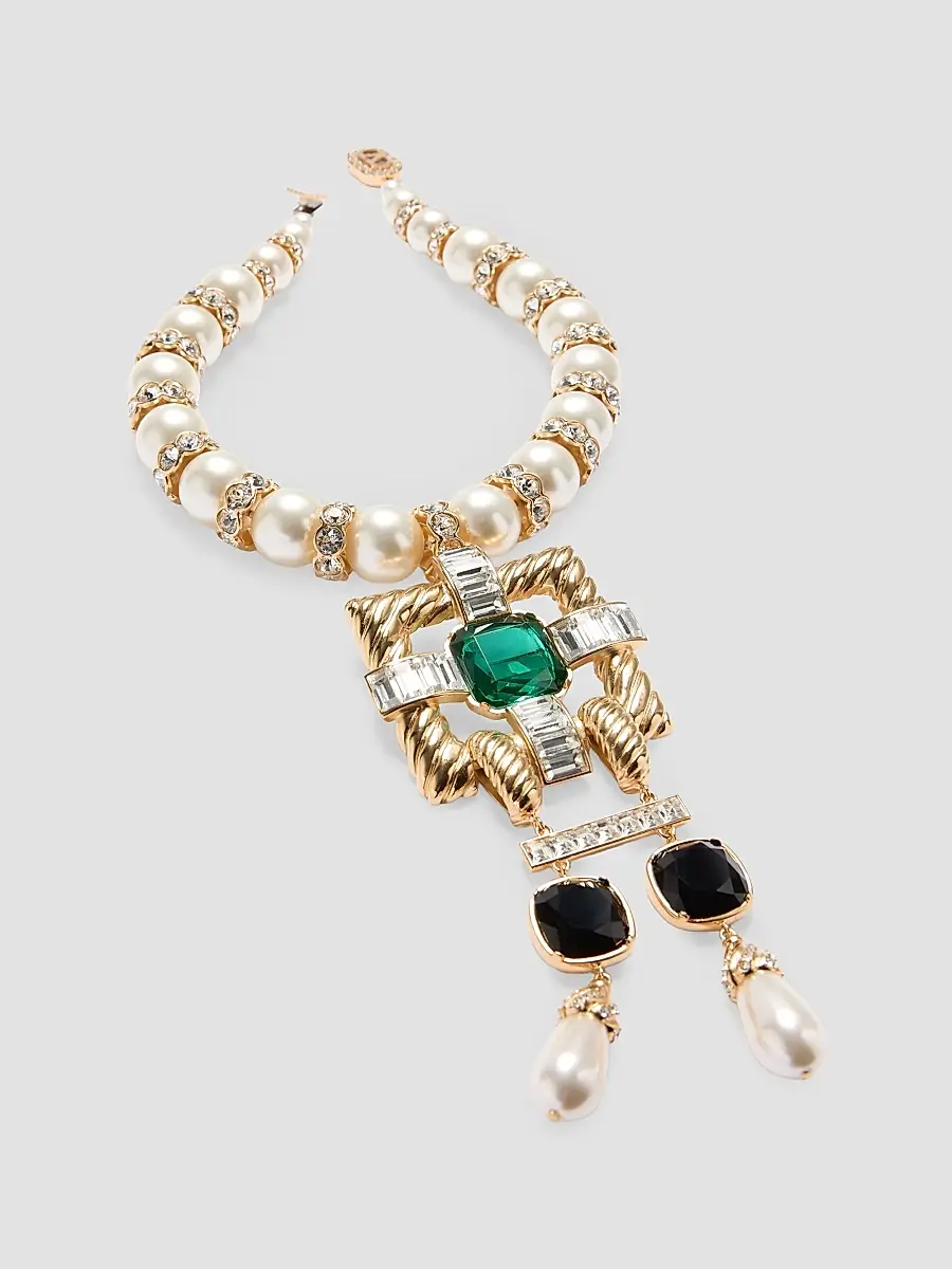 Valentino Women's Hypergoutte Necklace in Metal and Resin with Crystals - Gold Crystal | Thumbnail 2 Valentino Women's Hypergoutte Necklace in Metal and Resin with Crystals - Gold Crystal | Thumbnail 2