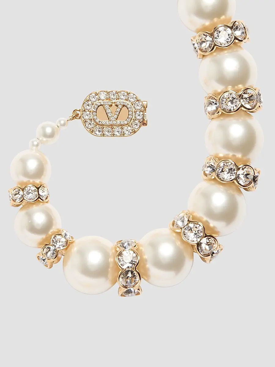 Valentino Women's Hypergoutte Necklace in Metal and Resin with Crystals - Gold Crystal | Thumbnail 4 Valentino Women's Hypergoutte Necklace in Metal and Resin with Crystals - Gold Crystal | Thumbnail 4