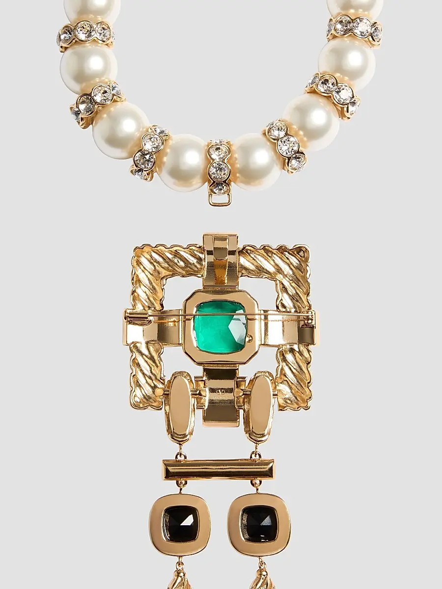 Valentino Women's Hypergoutte Necklace in Metal and Resin with Crystals - Gold Crystal | Thumbnail 5 Valentino Women's Hypergoutte Necklace in Metal and Resin with Crystals - Gold Crystal | Thumbnail 5