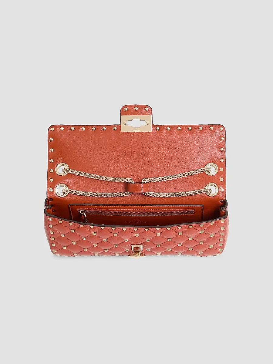 Valentino Women's Rock Stud Spike Medium Shoulder Bag in Kidskin - Papavero | Thumbnail 5 Valentino Women's Rock Stud Spike Medium Shoulder Bag in Kidskin - Papavero | Thumbnail 5